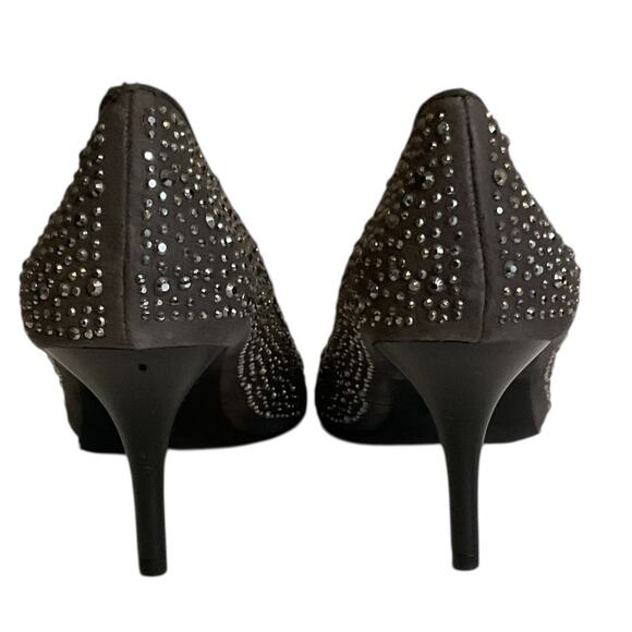 Libby Edelman Rhinestone Gray Heels Jewel 8.5 M Pointed Toe Spike Heel Classic - Picture 4 of 14